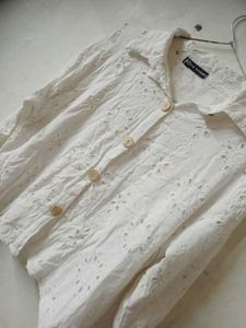 White Broderie Anglaise Button-Up Shirt