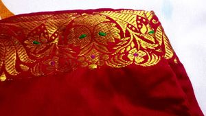 Elegant Red Silk Saree with Gold Border