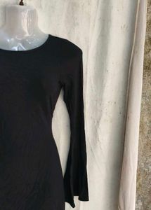 Elegant Black Long Sleeve Mini Dress