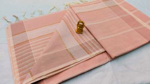 Elegant Pink Checked Saree