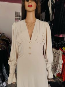 Elegant Cream Midi Dress