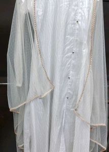 I M Selling Net Side Cut Slit Long Gown With Dupat