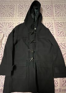 Classic Black Duffle Coat with Toggle Closures