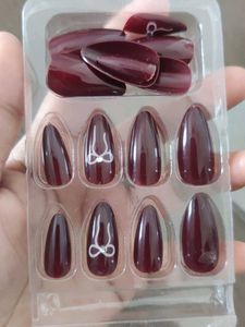 Burgundy Almond Press-On Nails