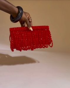 Red crystal Clutch Handmade