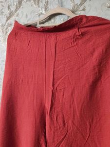 Coral Linen Blend Palazzo Pants