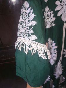 Elegant Green Kurta with White Embroidery