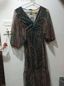 Stylish Sheer Paisley Print Dress