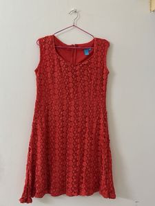Red Lace Sleeveless Dress