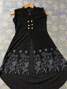 Black Ethnic Kurta with Floral Print