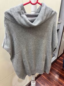 Promod  Grey Knit Poncho Sweater
