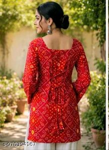 Red Bandhani Print Kurta XS