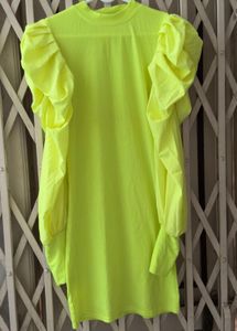 Neon Puff Sleeve Bodycon Dress