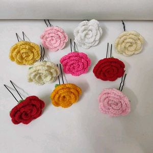 1 Crochet Flower Hair Pins