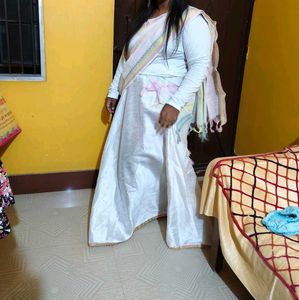 White flared skirt