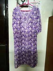 Purple Floral Print Kurta set