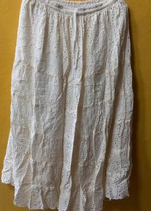 Boho White Eyelet Tiered Maxi Skirt