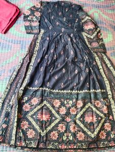 Black Floral Print Kurta Set
