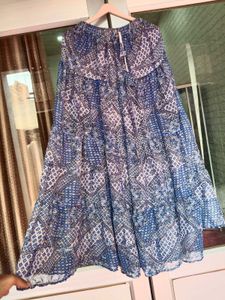 Bohemian Blue Print Tiered Skirt