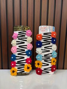 Crochet Flower Hair Clips Set (Set of 6)