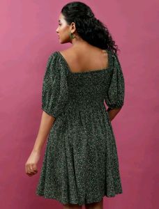 Women A-line Black Printed Dress
