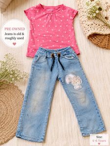 Girls Pink Top & Denim Jeans Set | 4–6 Years