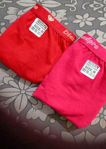 Pink &amp; Red Colour Two Panty Set For Women