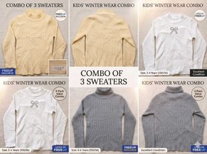 Combo of 3 Kids Ribbed Winter / Sweaters(3-4 years