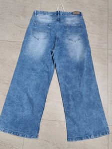 Wide Leg Denim Jeans with Drawstring Waist