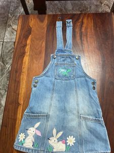 Cute Denim Bunny Overalls Dress