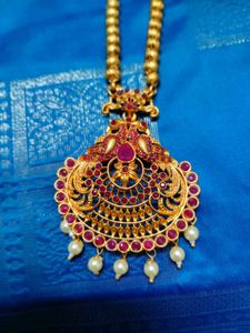 Elegant Gold Plated Necklace Set (Temple Jewellery