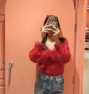 Red V-Neck Sweater