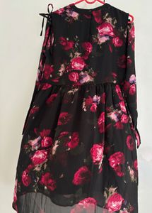 Black Floral Print Dress