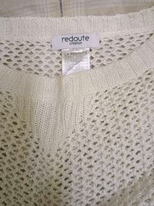 Chic White Mesh Knit Sweater