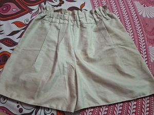 Beige High-Waisted Shorts