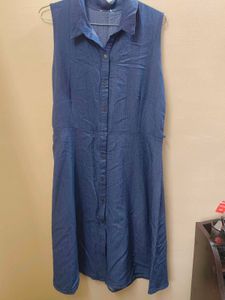 A denim dress sleeveless