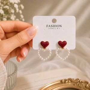 Heart Pearl Drop Earrings