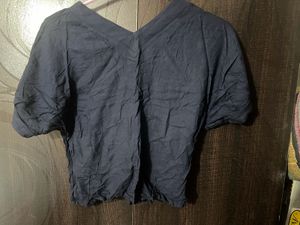 Blue V Neck Top