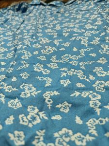 Blue Floral Print Button-Up Shirt