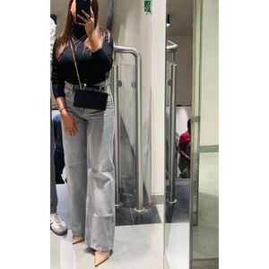 Women's Grey Wide Leg Jeans