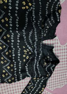 Black bandhej cotton girls top 1 year old