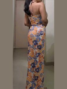 Floral Halter Neck Maxi Dress