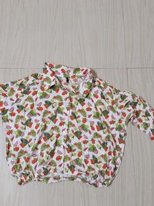 Fruity Print Button-Up Shirt