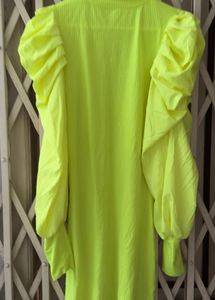Neon Puff Sleeve Bodycon Dress