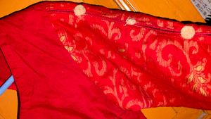 Stunning Red Blouse with Lace Sleeves