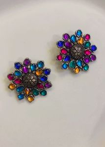 New Bohemian Multicolor Stone Stud Earrings