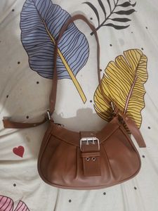 Brown Hobo Bag with Buckle Detail