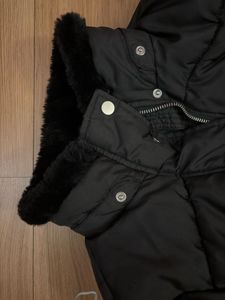 Black Puffer Jacket with Fur Collar