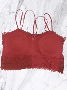 Red Lace Bralette with removable pads