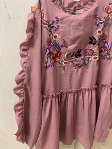Embroidered Ruffle Top
